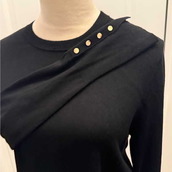 ZARA KNIT LONG SLEEVE SWEATER WITH GOLD BUTTONS LARGE BLACK - Picture 6 of 9